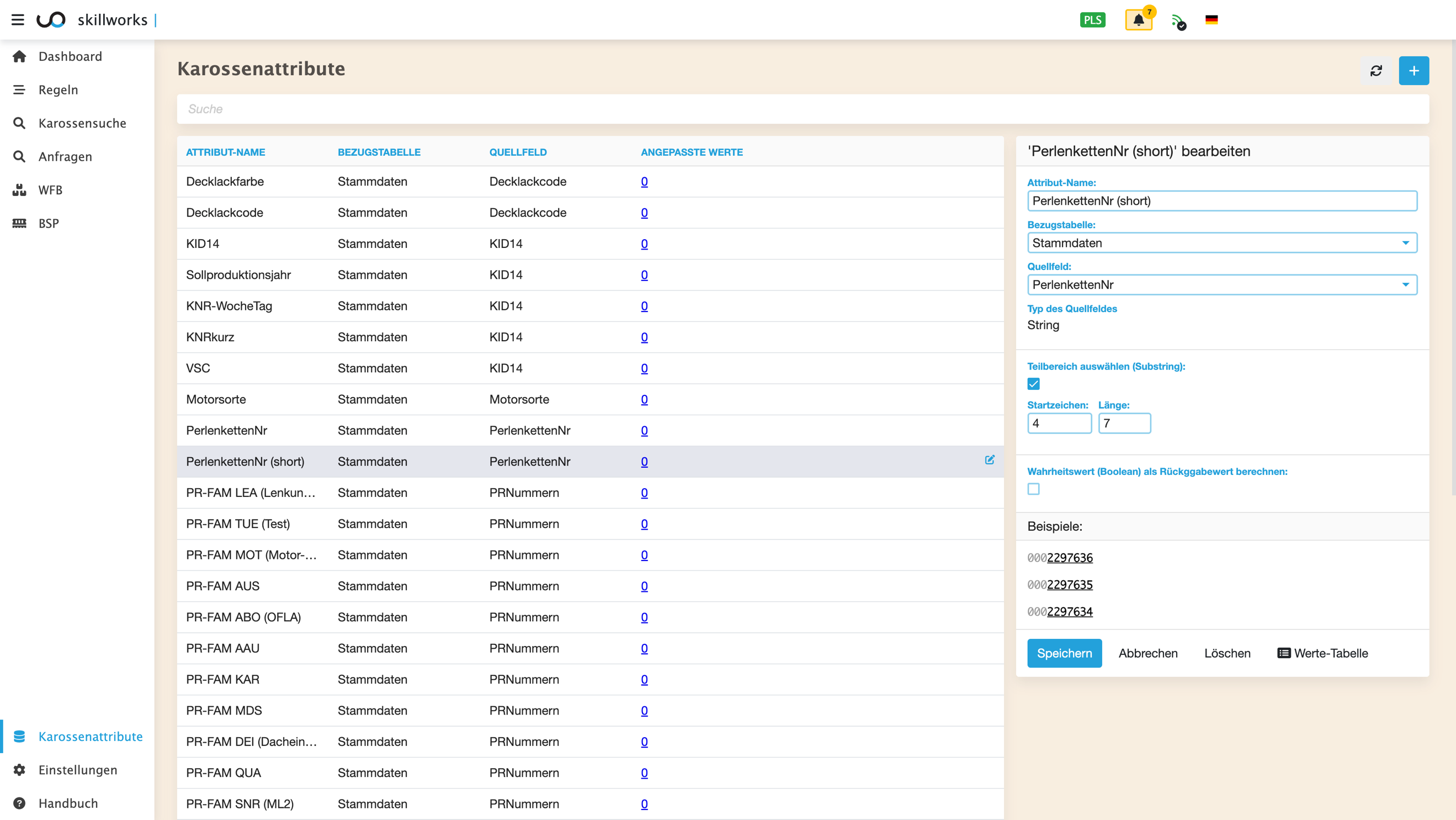 PLS Farbsortierspeicher – Detailansicht Steuerung