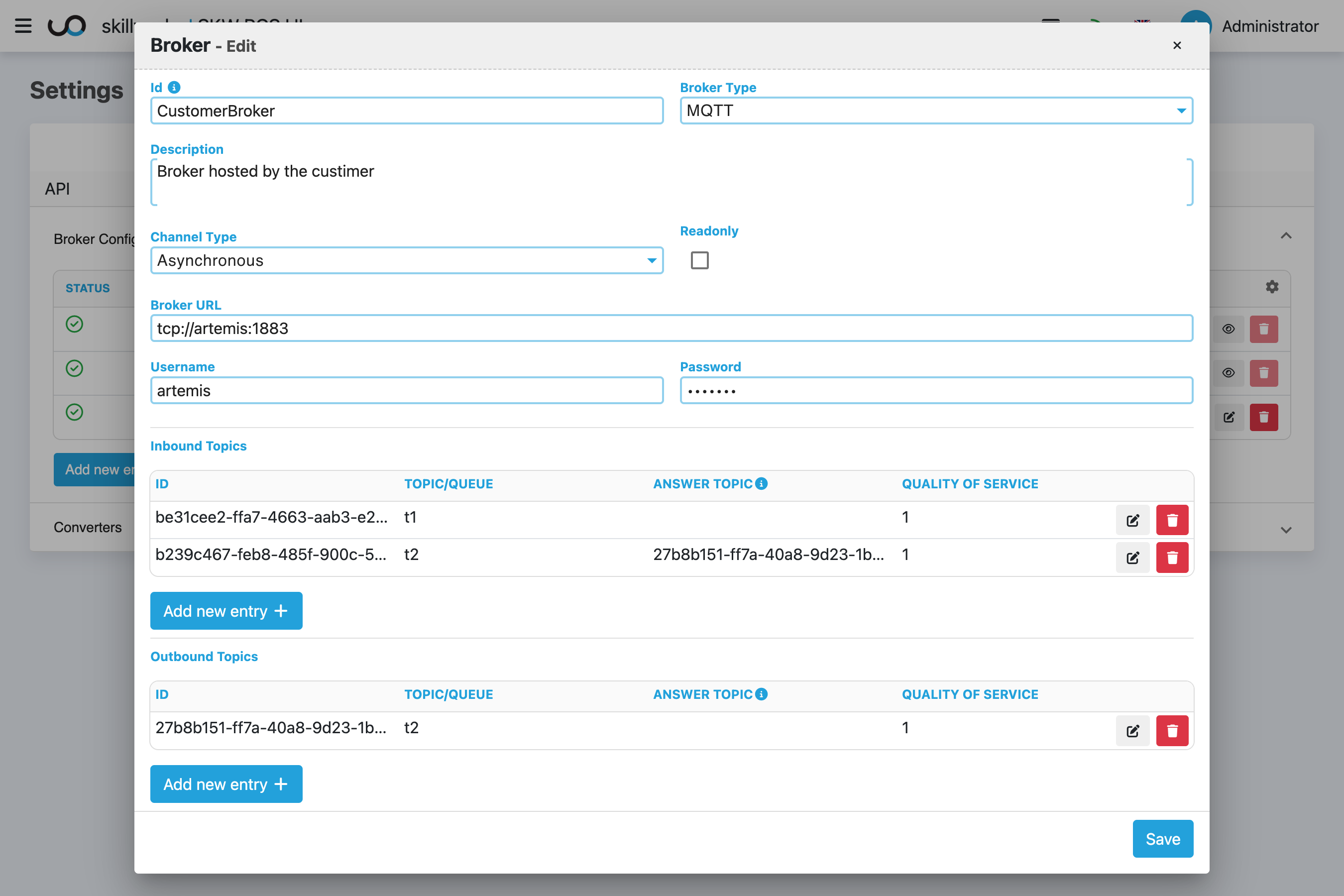 Skillworks SCADA – MQTT Broker Konfiguration